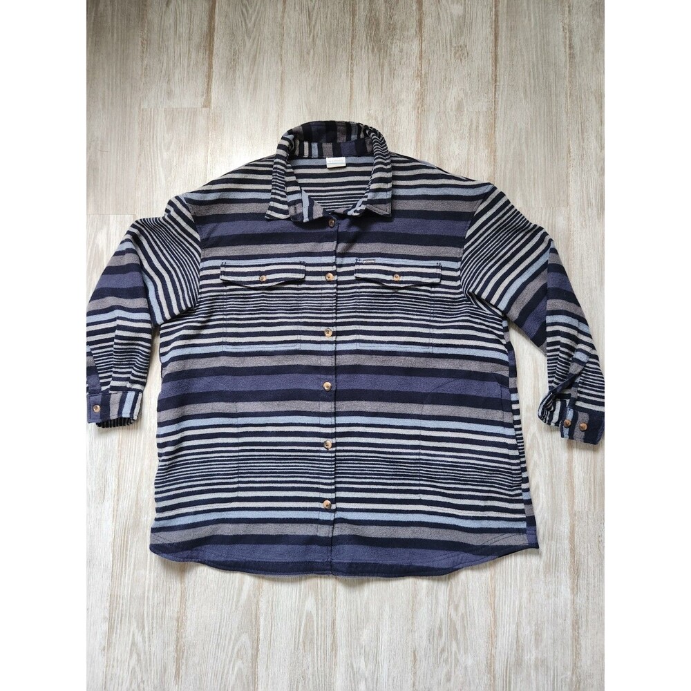 Columbia Calico Basin Shirt Jacket Shacket Women Blue Stripes Button Up 3X EUC